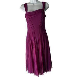 Elana Kattan Dress Y2k Small Purple Sleeveless Mesh Ruched Midi Fairy Going Out